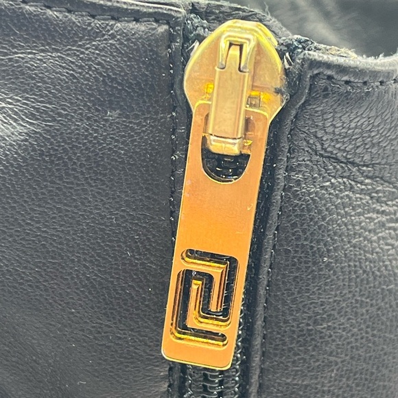 VERSACE Triple Platform Ankle Boots Black Leather Medusa Button 37.5EU 7.5US - Picture 10 of 16